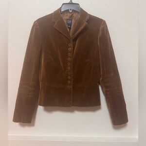 GAP Women's Brown Velvet Tailored Button Blazer